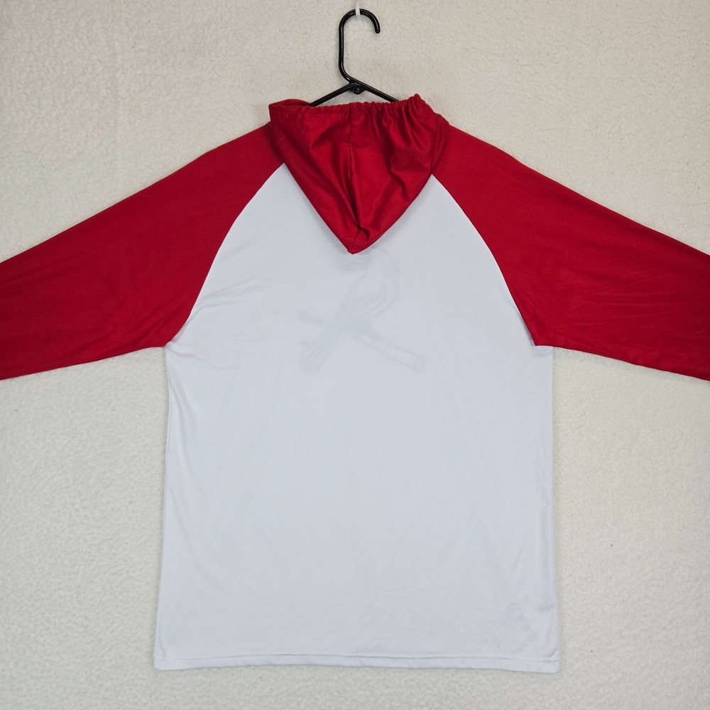 MLB St Louis Cardinals Hoodie Mens XL White Red Raglan Bird Bat‎ Phillips 66 Top - Picture 5 of 11